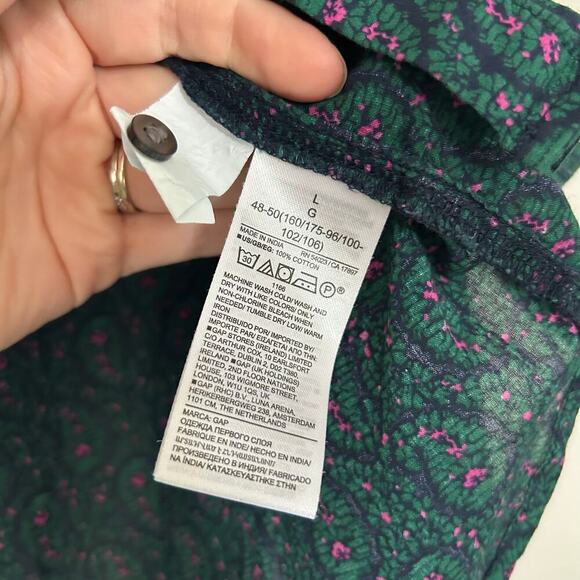 Gap Green Paisley Print Long Sleeve Mock Neck Top Blouse Women's Large Whimsical - Picture 9 of 10